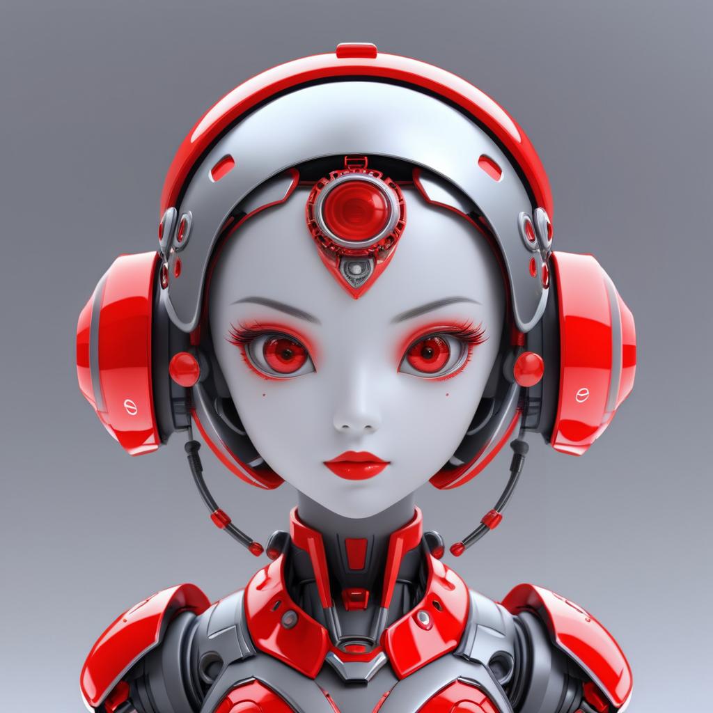 Adorable Cybernetic Robot Girl Model