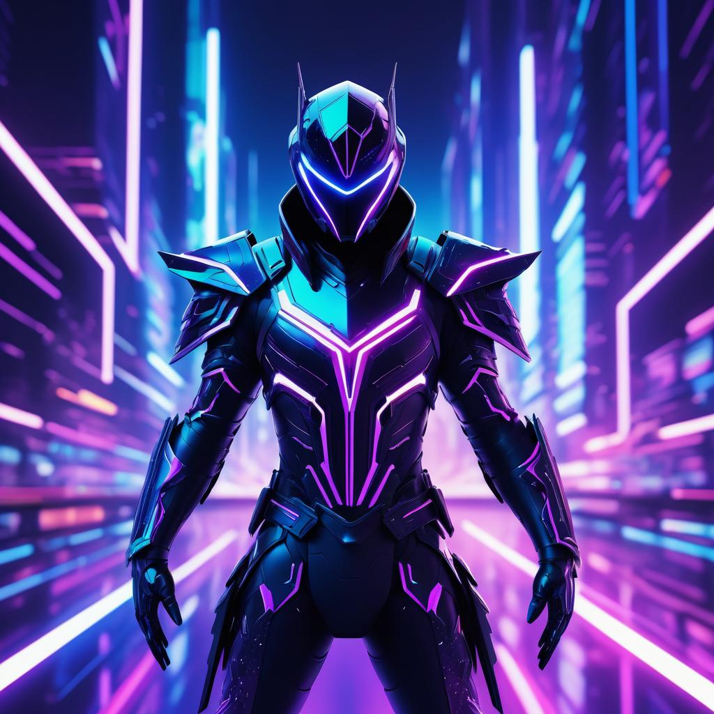 Cosmic Assassin in Neon City Art