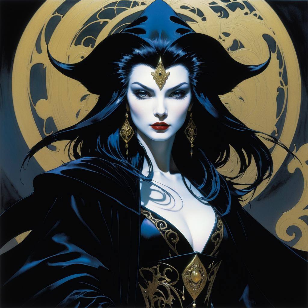 Majestic Sorceress Portrait in Velvet Robes