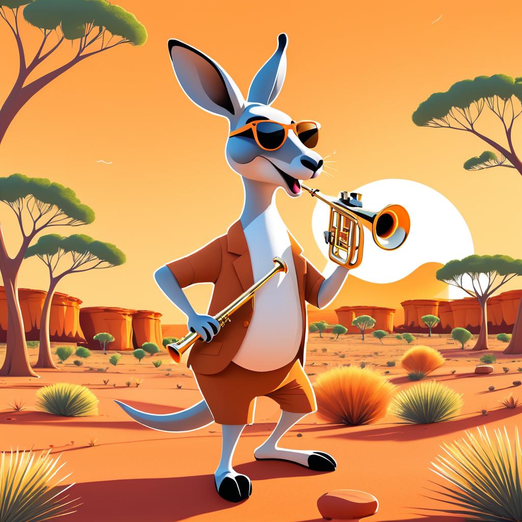 Cool Kangaroo Trumpeter in Outback Scene