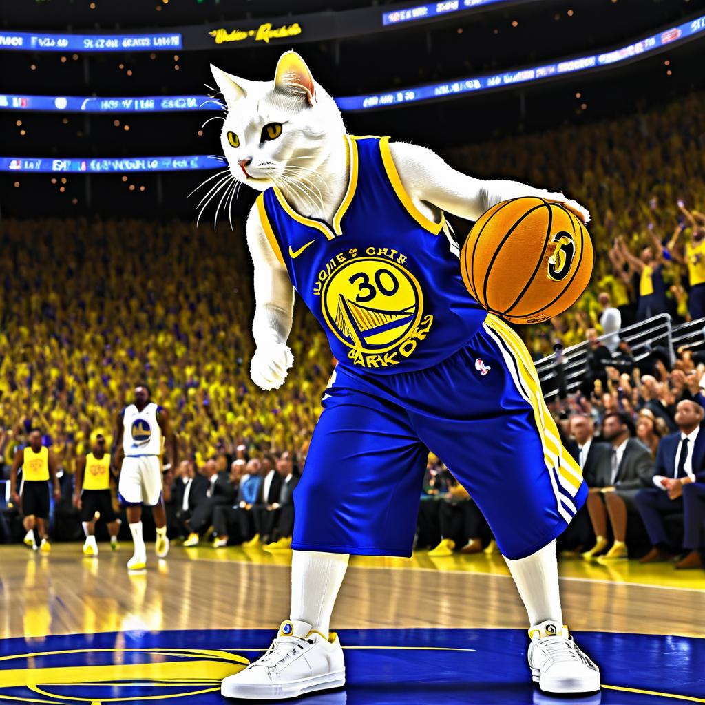 Cat in Golden State Warriors Gear