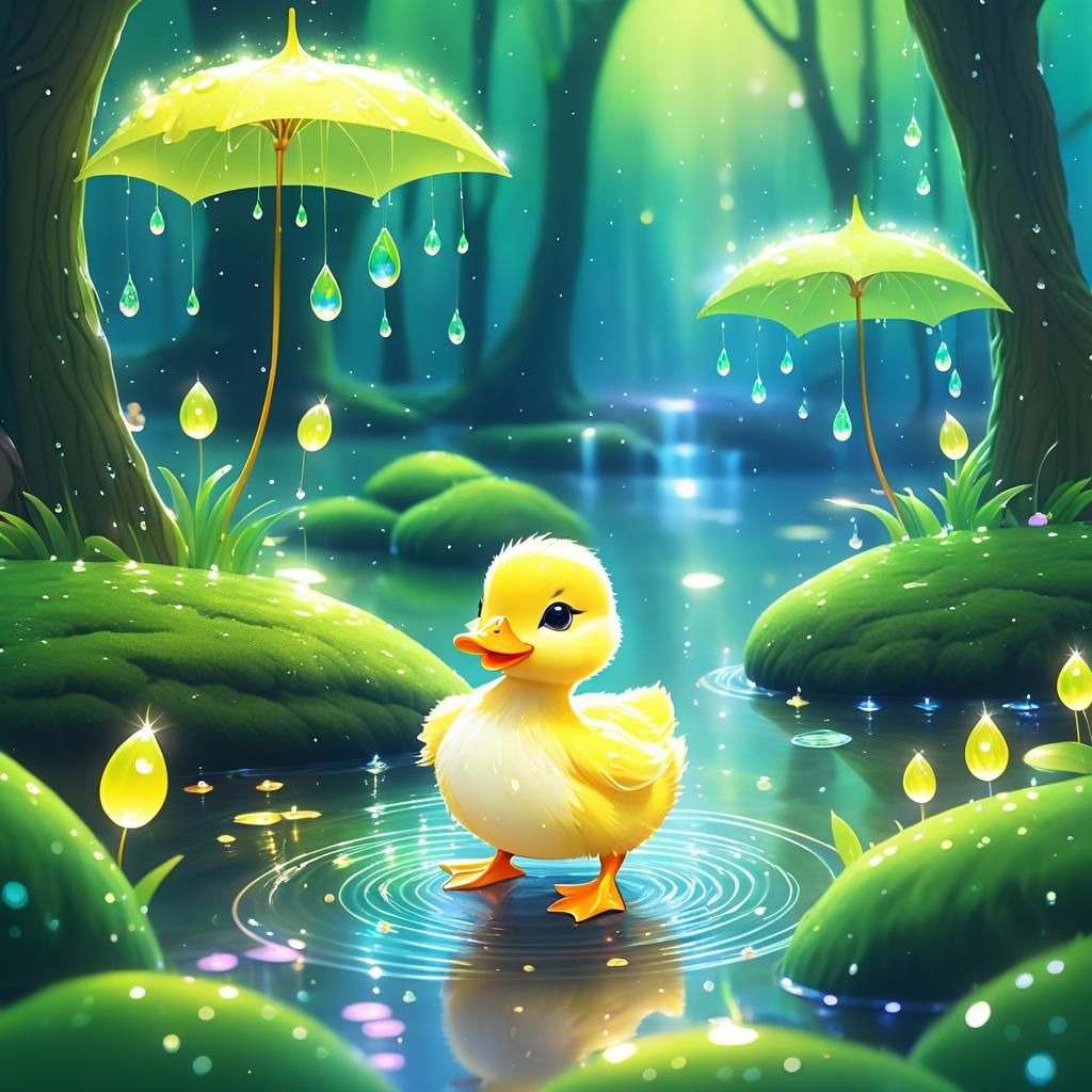 Charming Duckling in Magical Rainforest