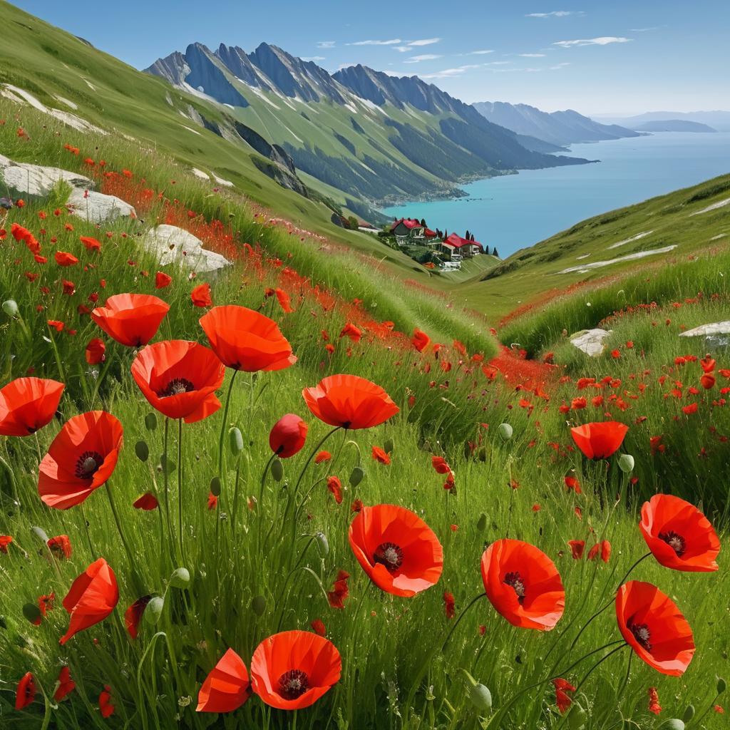 Alpine Poppies: A Coastal Mountain Scene