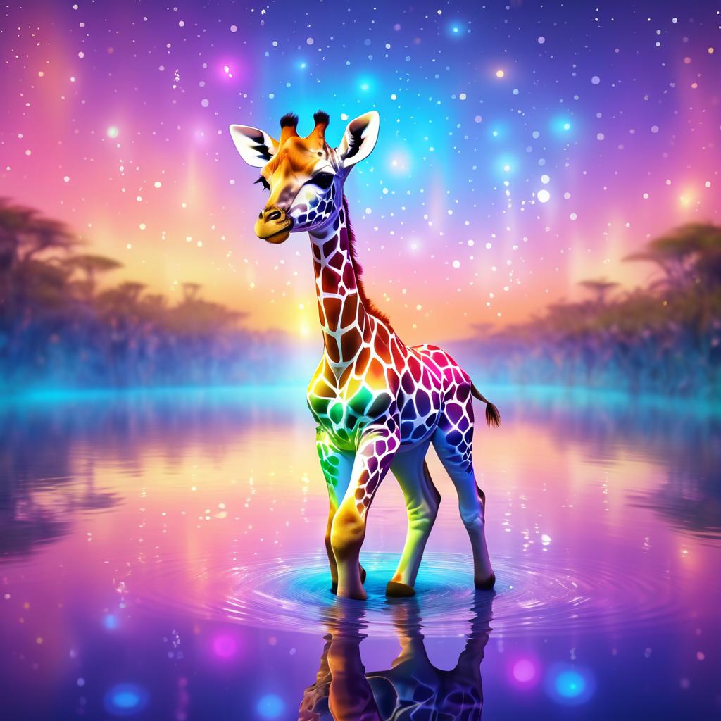 Ethereal Giraffe Calf in Sunset Bliss