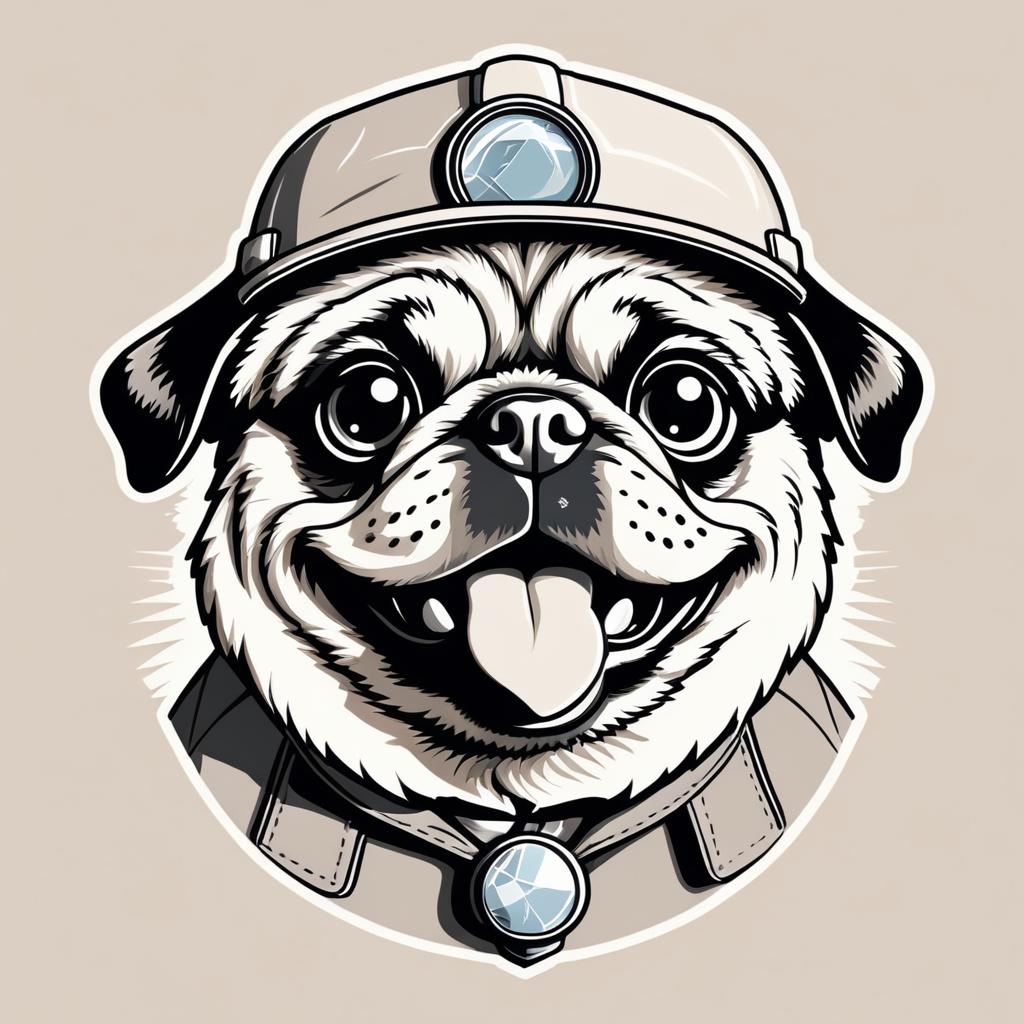 Kawaii Pug Geologist T-Shirt Design