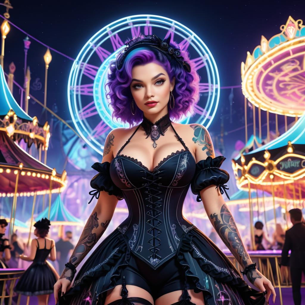 Gothic Fairground Fantasy with Revealing Elegance