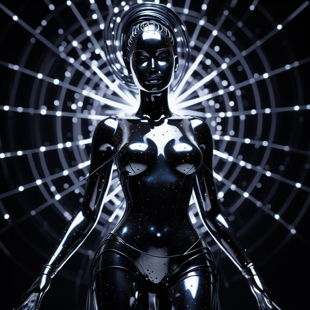 Cyberpunk Mannequin in Metallic Splendor