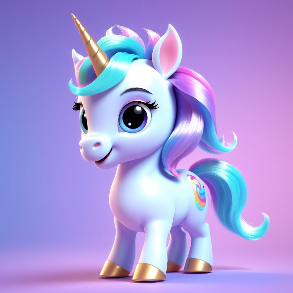 Charming Pixar-Style Baby Unicorn Render