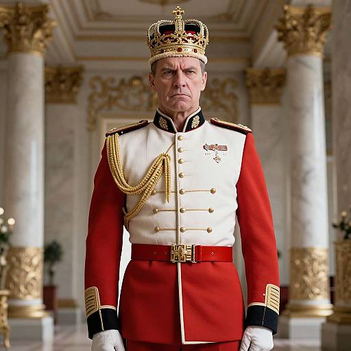 Regal Military Leader in Opulent Room
