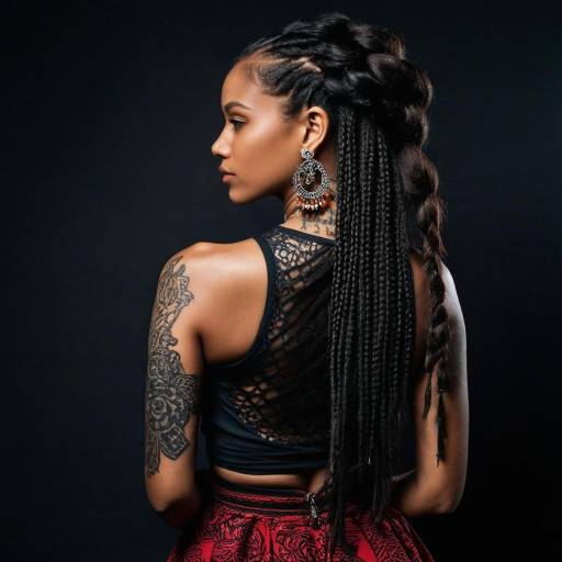 Woman with Braided Hair and Tattooed Arm