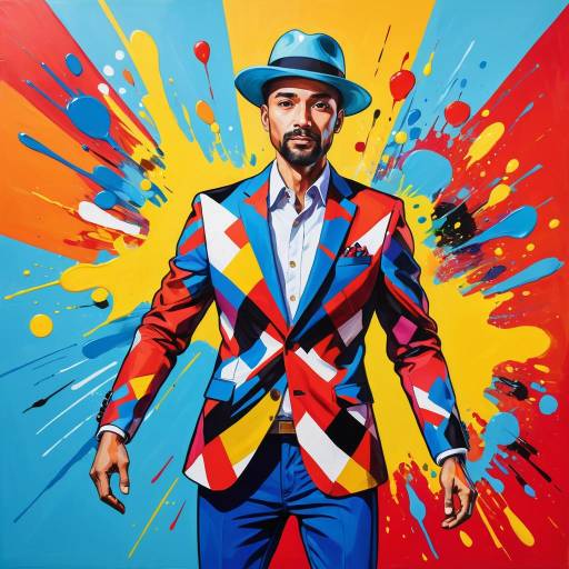 Vibrant Pop Art Man in Colorful Blazer