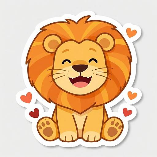 Cheerful Cartoon Lion Sticker