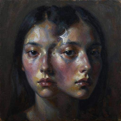 Twin Faces Duality Oil Painting