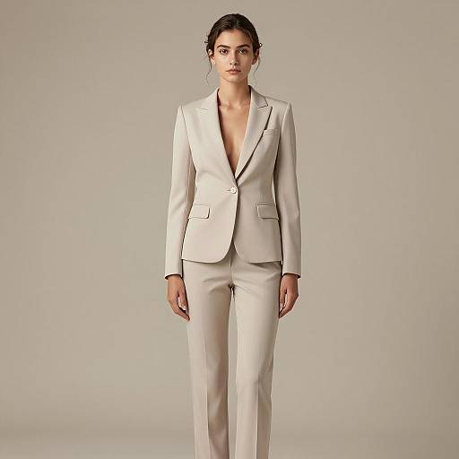 Woman in Light Beige Tailored Suit