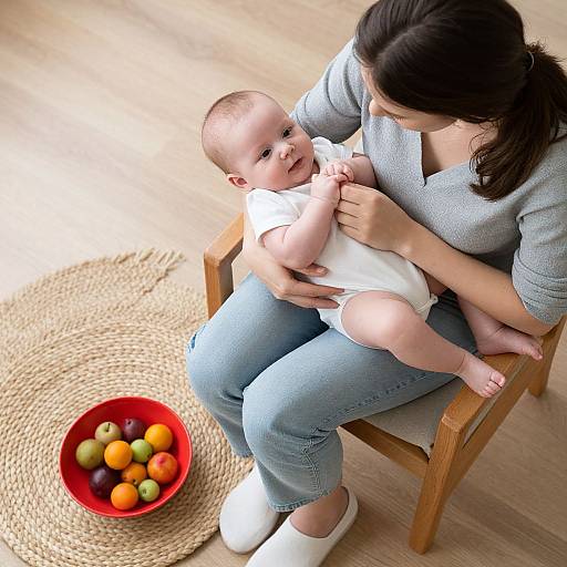 Tender Moment: Woman Feeding Baby