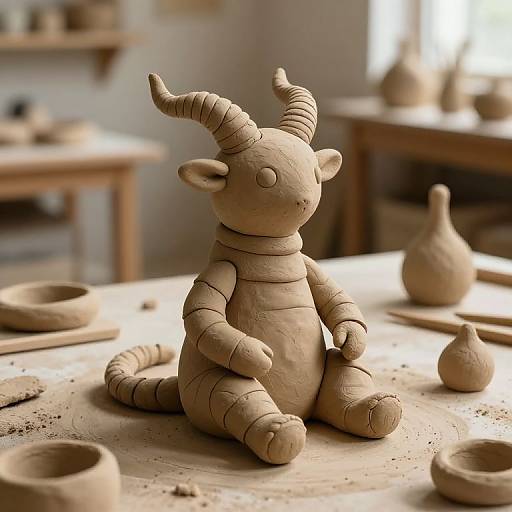 Whimsical Clay Creature in Workshop