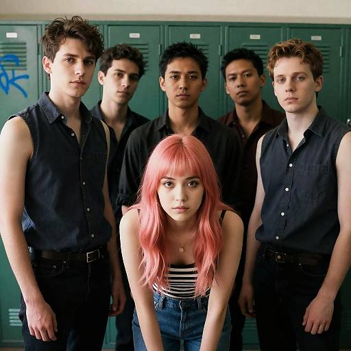Group Portrait in Front of Green Lockers