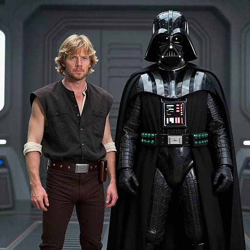 Dramatic Portrait of Hero and Villain