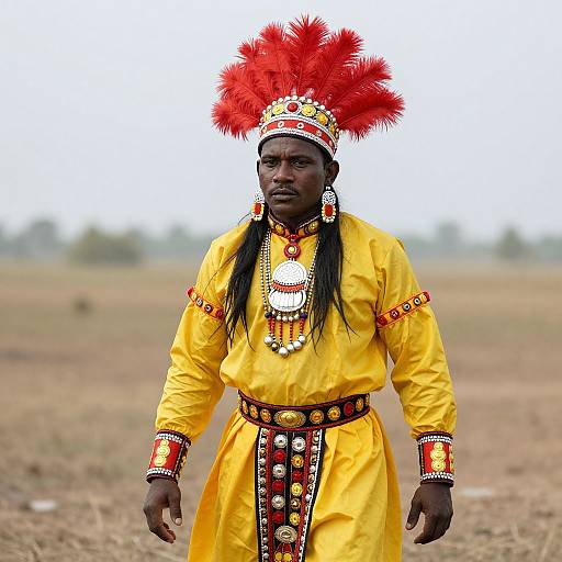 Man in Tribal Costume with Headdress