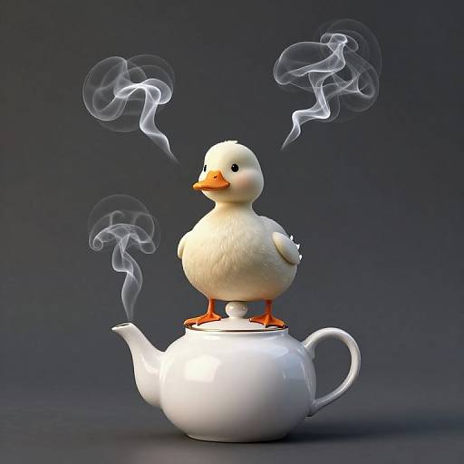 Contemplative Philosopher-Duck on Teapot