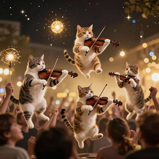 Levitating Cats Playing Invisible Violins