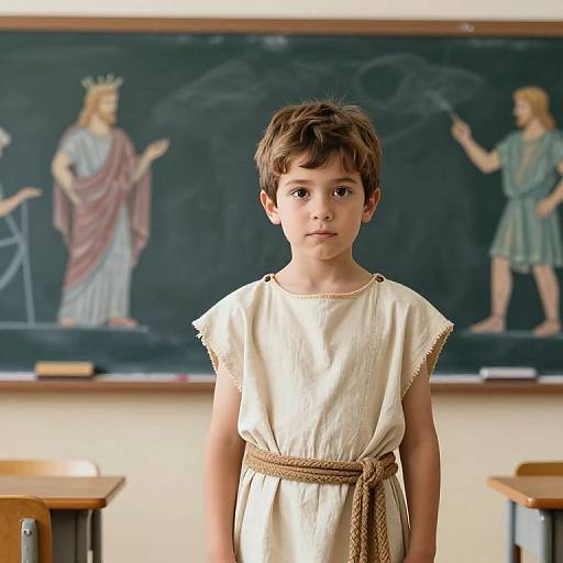 Ancient Athenian Boy in Schoolroom