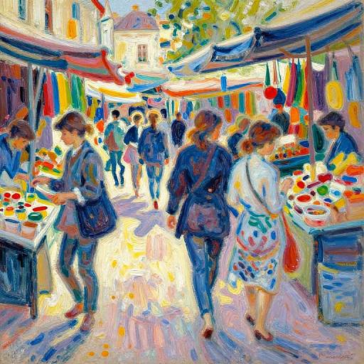 Vibrant Impressionist Market Scene