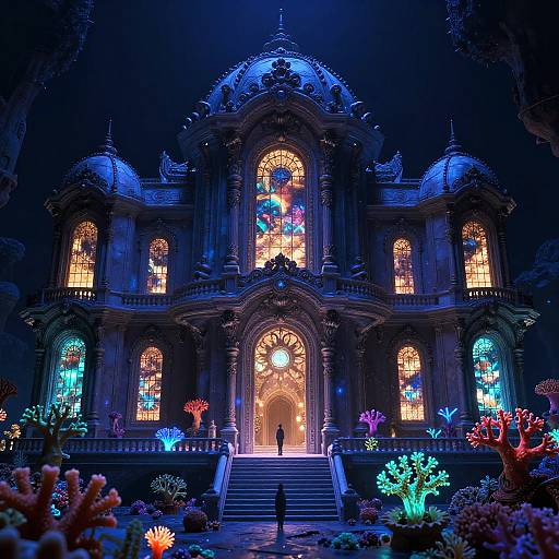 Nocturnal Bioluminescent Coral Palace Render
