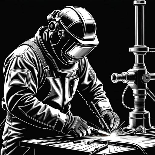 Intricate Black and White Welding Illustration