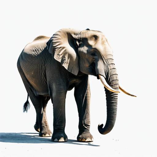 Side View of African Elephant on White Background