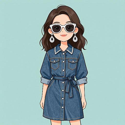 Smiling Woman in Chambray Dress