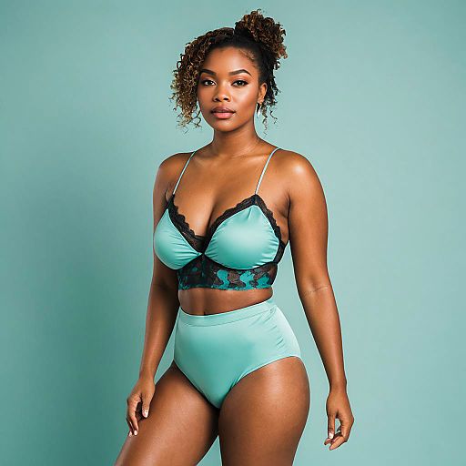 Confident Model in Crotchless Lingerie Set Confident Model in Crotchless Lingerie Set