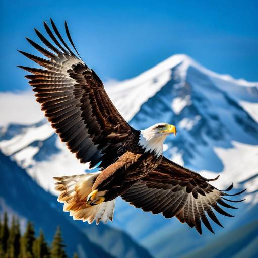 Majestic Eagle Soaring Over Mountain Peak Majestic Eagle Soaring Over Mountain Peak