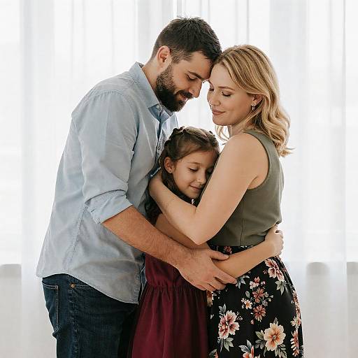 Heartwarming Family Hug in Bright Room