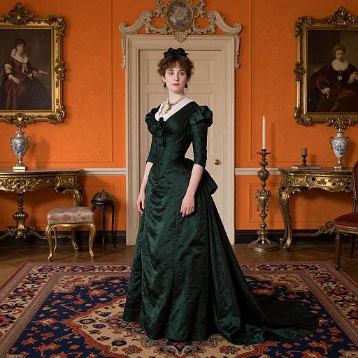 Victorian Victorian Interior with Woman