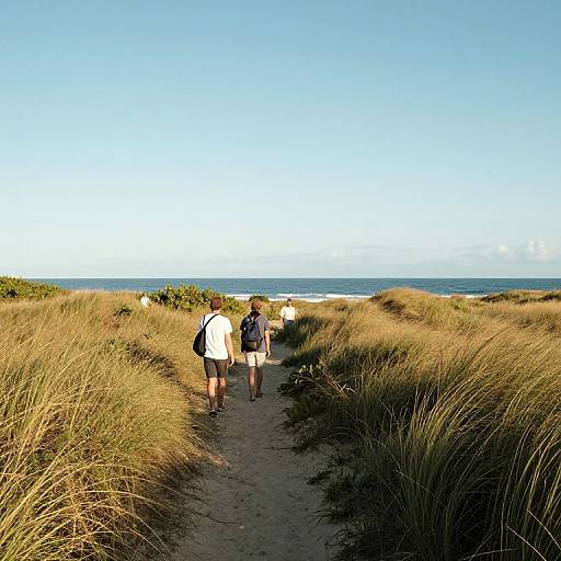 Sunlit Dune Path to Ocean