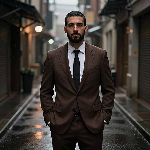 Contemplative Man in Urban Alley