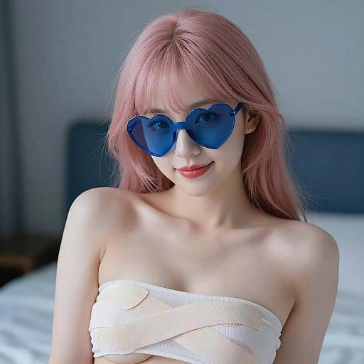 Young Woman with Pink Hair and Sunglasses