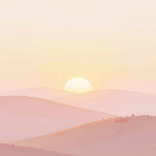 Serene Pastel Sunrise Over Hills