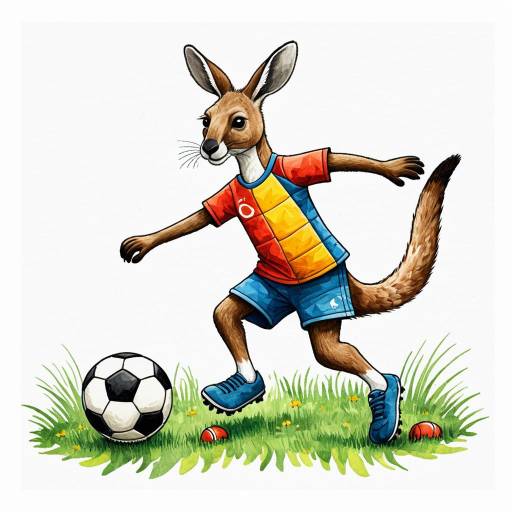Kangaroo Playing Soccer Illustration