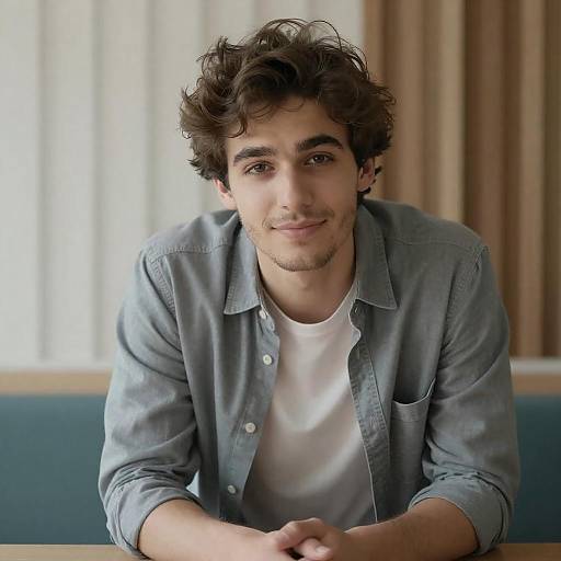 Casual Portrait of Smiling Young Man