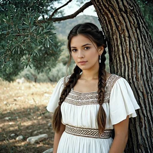 Young Woman in Traditional Greek Dress Outdoors