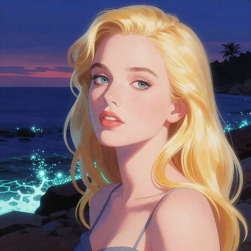 Pop Art Portrait of Scandinavian Woman by Bioluminescent Coast