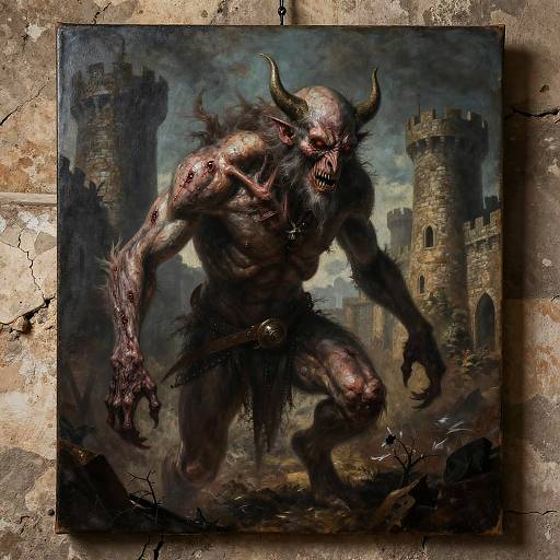 Medieval Demon Beast Painting