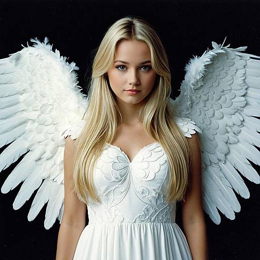 Blonde Woman in Angel Wings Costume