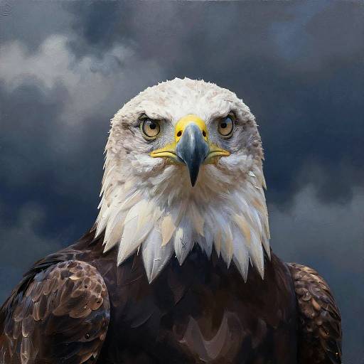 Digital Oil Portrait of Stern Bald Eagle