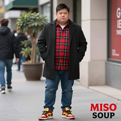 Plus-Sized Asian Man in Urban Setting