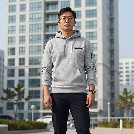 Confident Young Man in Seoul Streetwear