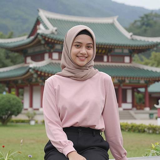 Smiling Woman in Hijab by Asian Architecture