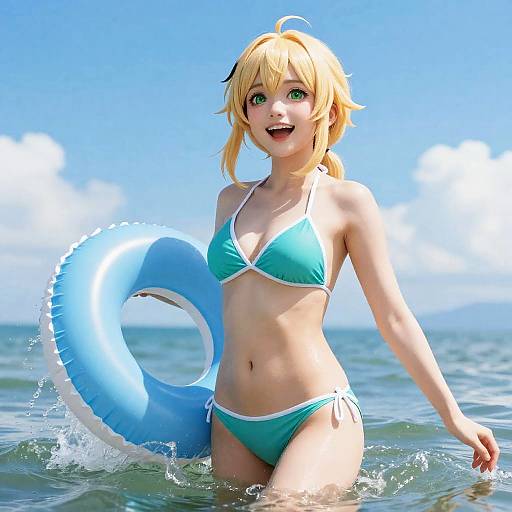 Aether Cheerful Partially Underwater Beach Shot